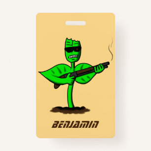 Germinator cyborg plant funny cartoon ID badge