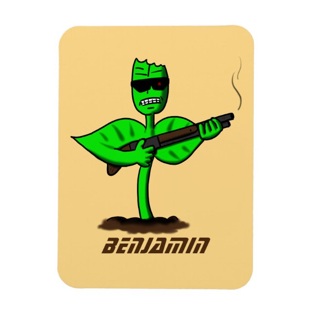 Germinator cyborg plant funny cartoon magnet (Vertical)
