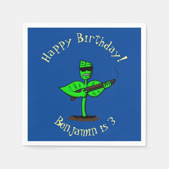 Germinator cyborg plant funny cartoon napkin (Front)