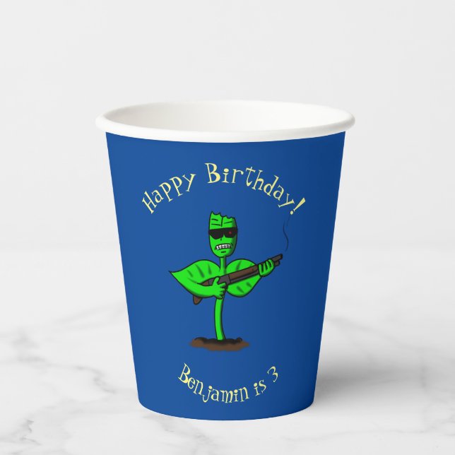 Germinator cyborg plant funny cartoon paper cups (Front)