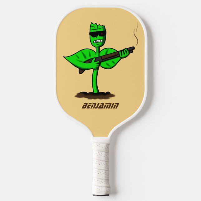 Germinator cyborg plant funny cartoon pickleball paddle (Front)