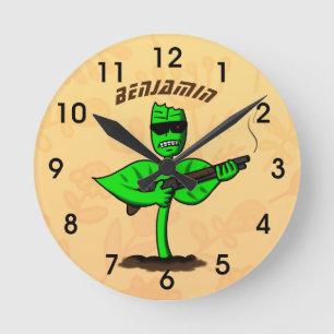 Germinator cyborg plant funny cartoon round clock