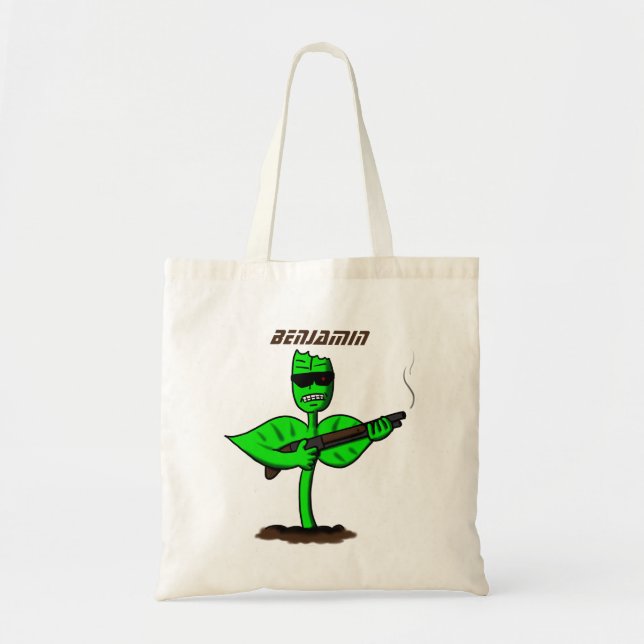 Germinator cyborg plant funny cartoon tote bag (Front)