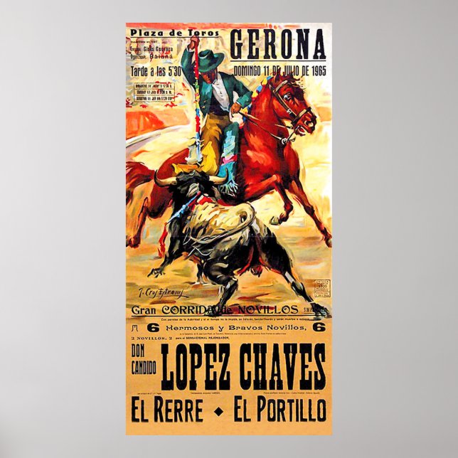 Gerona Bullfighting, Spain, Corrida,vintage travel Poster (Front)