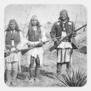 Geronimo and three of his Apache warriors, 1886 (b Square Sticker