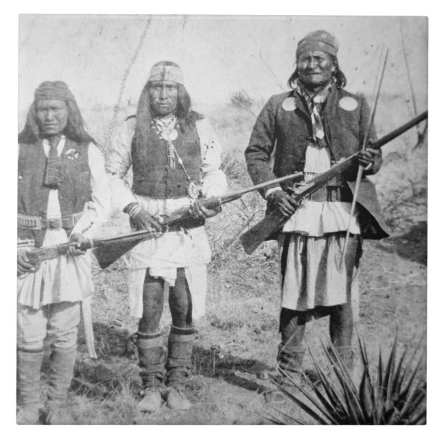 Geronimo and three of his Apache warriors, 1886 (b Tile (Front)