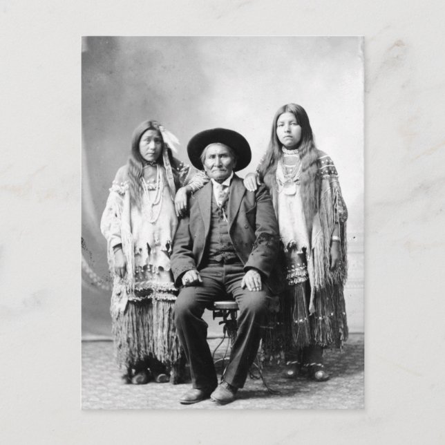 Geronimo and two nieces postcard (Front)