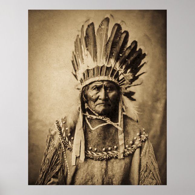 Geronimo in Head Dress Poster (Front)