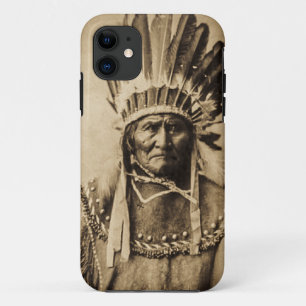Geronimo in Head Dress Vintage Portrait Sepia iPhone 11 Case