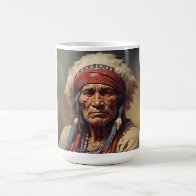 Geronimo Indian Chief Warrior Portrait Coffee Mug (Center)