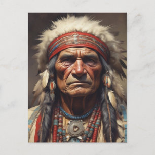 Geronimo Indian Chief Warrior Portrait Holiday Postcard