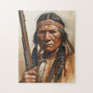 Geronimo Indian Chief Warrior Portrait Jigsaw Puzzle