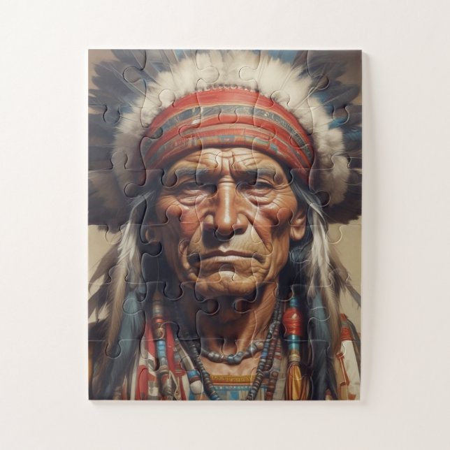 Geronimo Indian Chief Warrior Portrait Jigsaw Puzzle (Vertical)