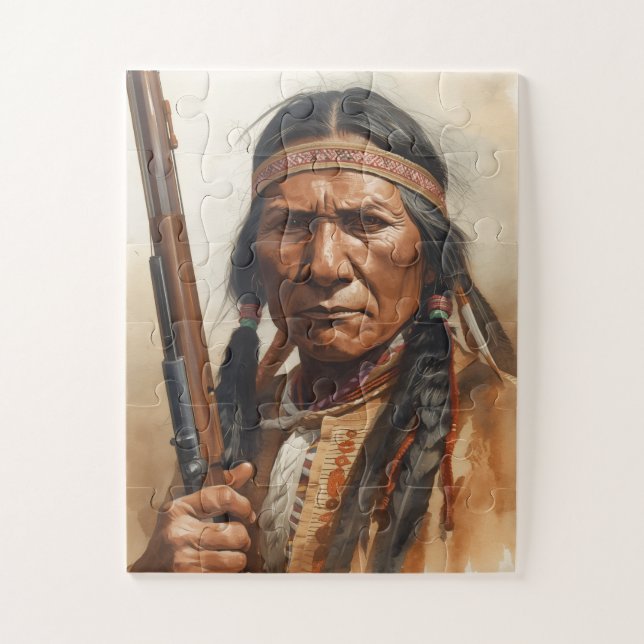 Geronimo Indian Chief Warrior Portrait Jigsaw Puzzle (Vertical)