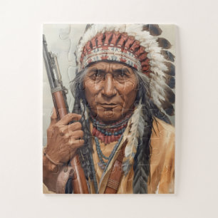 Geronimo Indian Chief Warrior Portrait Jigsaw Puzzle