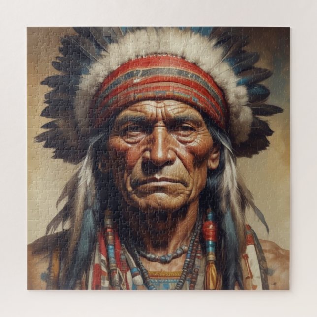 Geronimo Indian Chief Warrior Portrait Jigsaw Puzzle (Vertical)