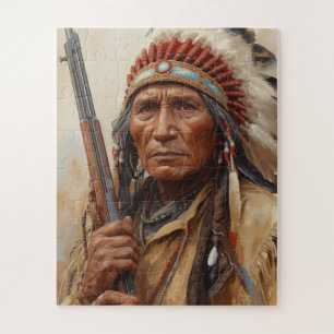 Geronimo Indian Chief Warrior Portrait Jigsaw Puzzle