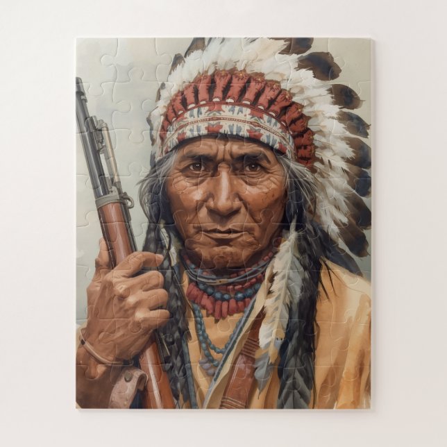Geronimo Indian Chief Warrior Portrait Jigsaw Puzzle (Vertical)