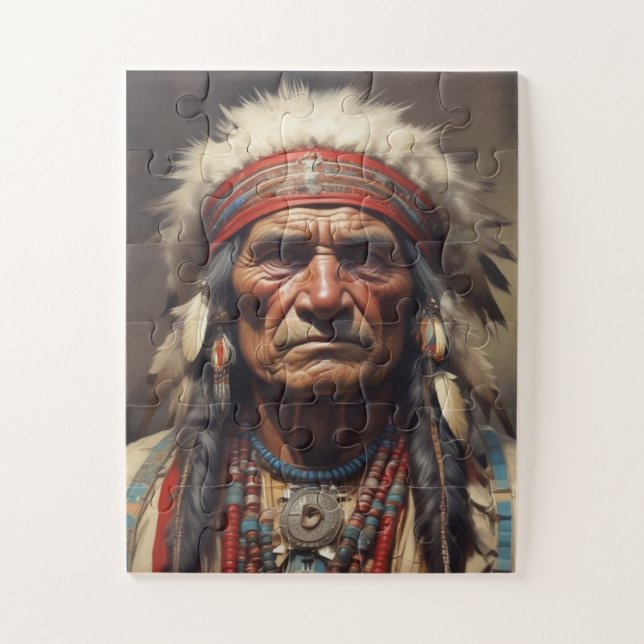 Geronimo Indian Chief Warrior Portrait Jigsaw Puzzle (Vertical)