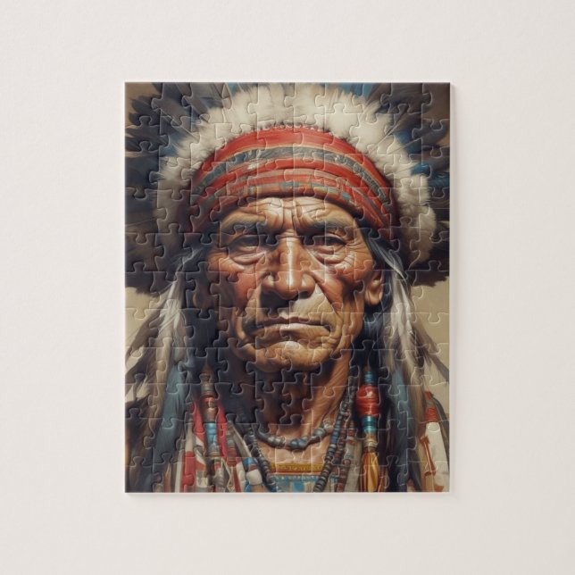 Geronimo Indian Chief Warrior Portrait Jigsaw Puzzle (Vertical)