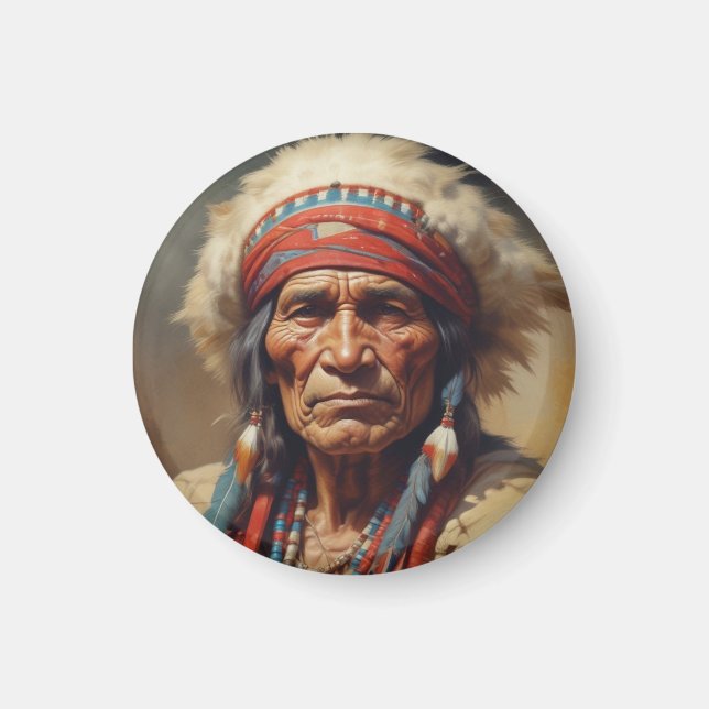 Geronimo Indian Chief Warrior Portrait Magnet (Front)