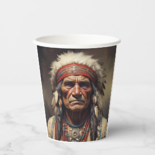 Geronimo Indian Chief Warrior Portrait Paper Cups