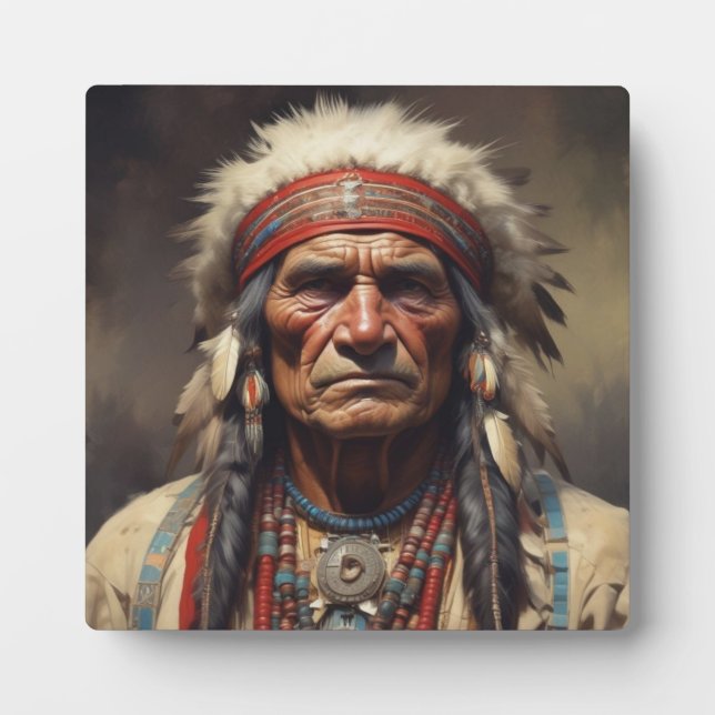 Geronimo Indian Chief Warrior Portrait Plaque (Front)