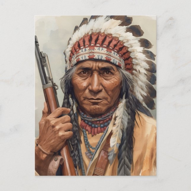 Geronimo Indian Chief Warrior Portrait Postcard (Front)
