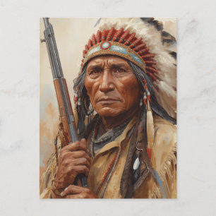 Geronimo Indian Chief Warrior Portrait Postcard