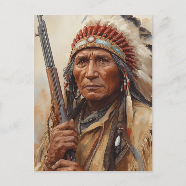 Geronimo Indian Chief Warrior Portrait Postcard (Front)