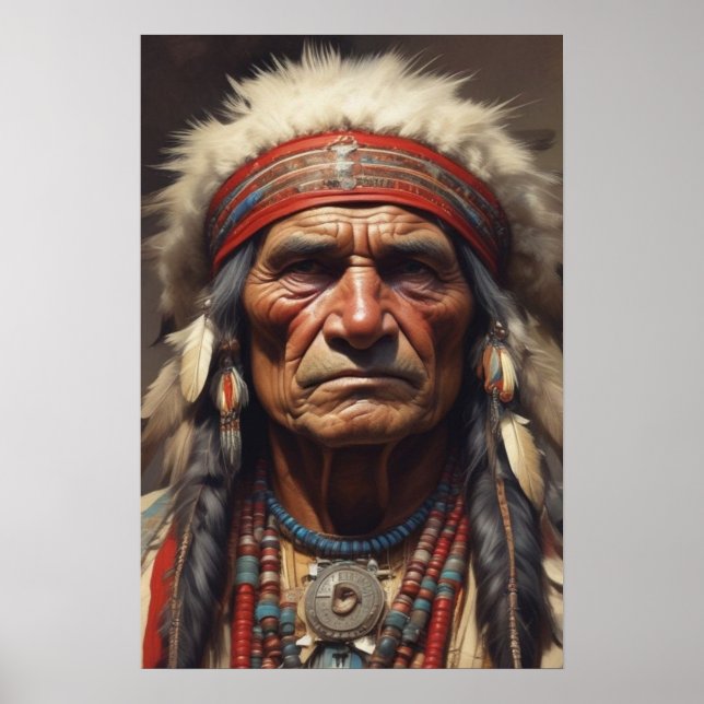 Geronimo Indian Chief Warrior Portrait Poster (Front)