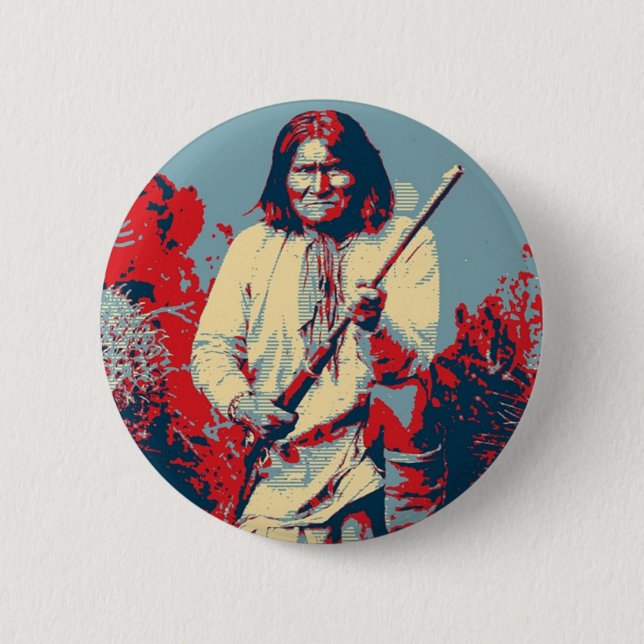 Geronimo Pop Art - Apache Indian Warrior Chief 6 Cm Round Badge (Front)