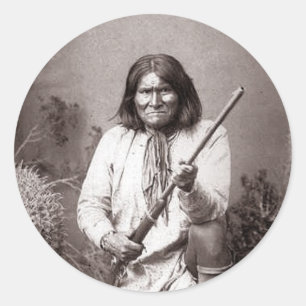 Geronimo Vintage Indian Warrior Classic Round Sticker