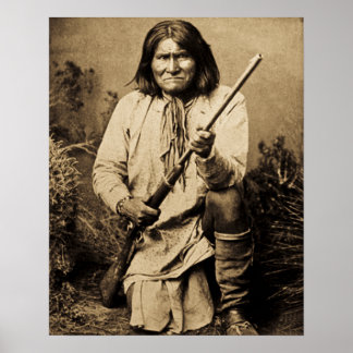 Geronimo with Rifle 1886 Vintage Indian Poster