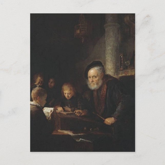 Gerrit Dou- The Teacher Postcard (Front)