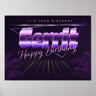Gerrit Name Vorname lila retro Poster Geburtstag