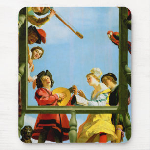 Gerrit Van Honthorst Musical Group Balcony Art Mouse Mat
