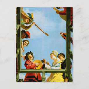 Gerrit Van Honthorst Musical Group Balcony Art Postcard