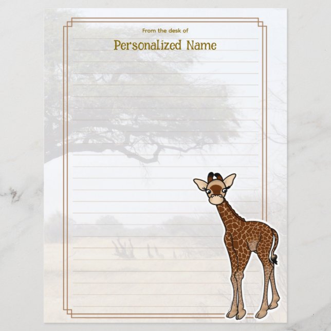 Gerry Giraffe Savanna Lined Paper Sheet (Front)