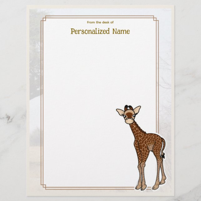 Gerry Giraffe White Unlined  Custom Letterhead (Front)