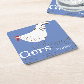 Gers France Vintage travel poster Square Paper Coaster