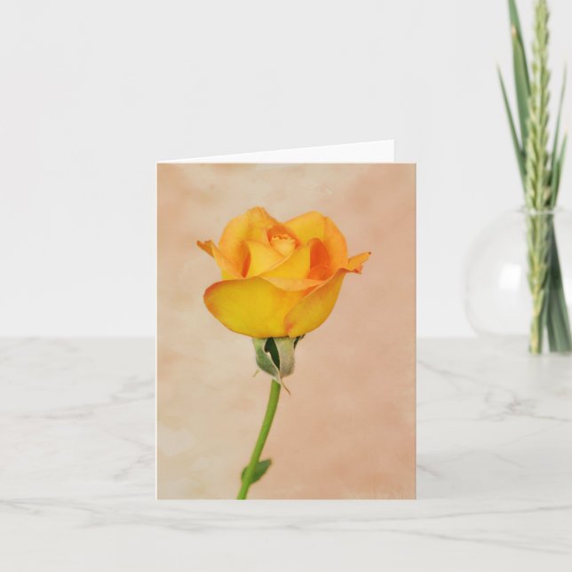 Gertie's Garden Single Yellow Rose Art Note Card (Front)