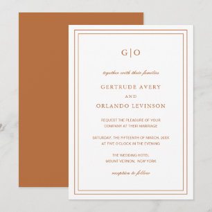 Gertrude Burnt Orange Classic Elegant Wedding Invitation
