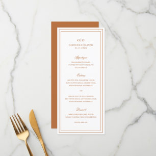 Gertrude Burnt Orange Classic Elegant Wedding Menu