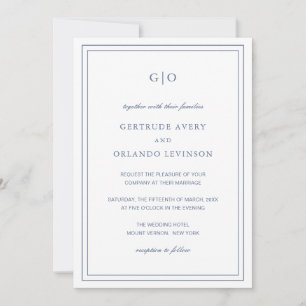 Gertrude Dusty Blue Classic Elegant Wedding Invitation