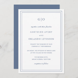 Gertrude Dusty Blue Classic Elegant Wedding Invitation