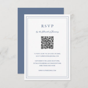Gertrude Dusty Blue Classic Elegant Wedding RSVP Card