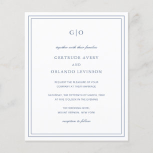 Gertrude Dusty Blue Elegant Wedding Invitation