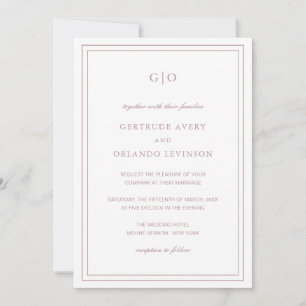 Gertrude Dusty Rose Classic Elegant Wedding Invitation