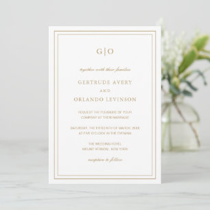 Gertrude Gold Classic Elegant Wedding Invitation